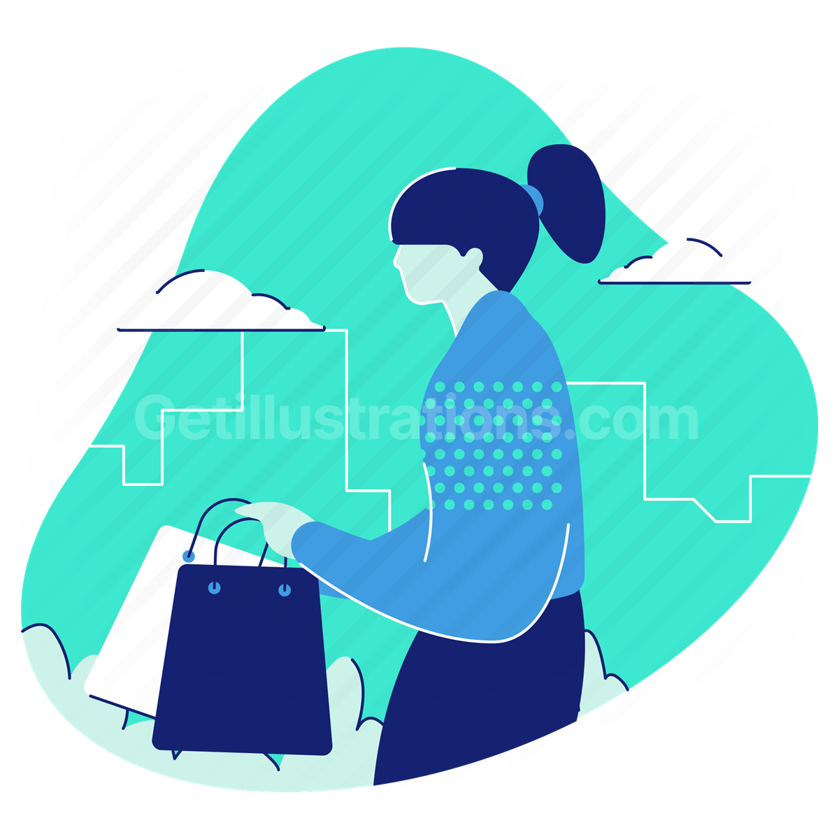 shopping bags, shopping, commerce, ecommerce, woman